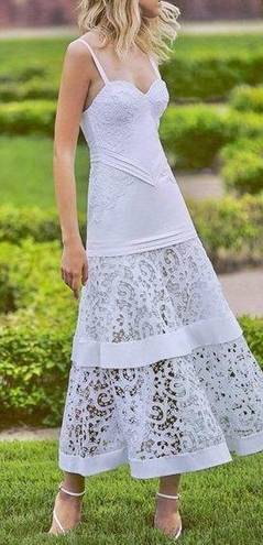 Alexis  Harlowe Lace Tiered Midi Dress in White Sz XS