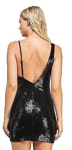 The Vintage Shop  Black Sequin Open Back Mini Dress Size Large