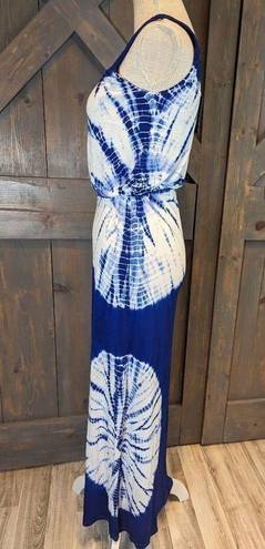 INC  Womens Petite Small PS Blue Tie Dye Maxi Dress Rhinestones Sleeveless NWT