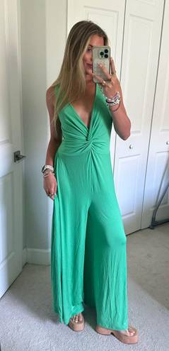 Forever 21 Green Plunge Jumpsuit