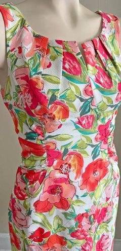 Adrianna Papell  floral bright v-neck sheath dress formal chic