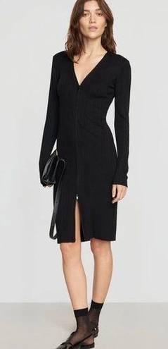 Modern Citizen  Ahran Black Ribbed Two-Way Zip Dress Small Knee Length