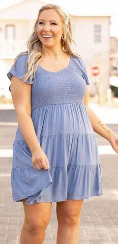 Chic Soul Blue Smocked Dress