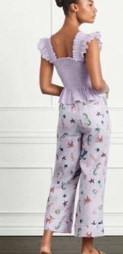 Hill House  Skylar Purple Pants Loungewear Pajamas in Sea Creatures Fish Medium