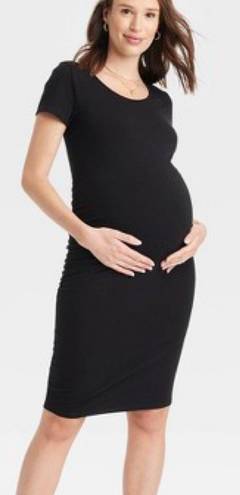 Isabel Maternity by Ingrid & Isabel Short Sleeve Shirred T-Shirt Dress Black Small