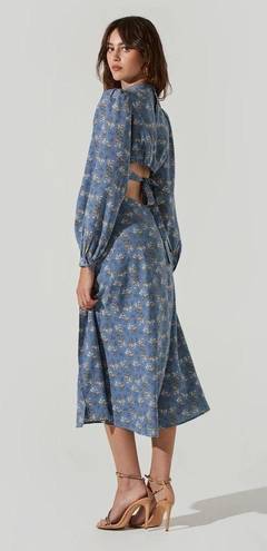 ASTR The Label Floral Tie Back Cut Out Midi Dress