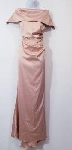 Vince Camuto  Sateen Blush Off Shoulder Evening Gown