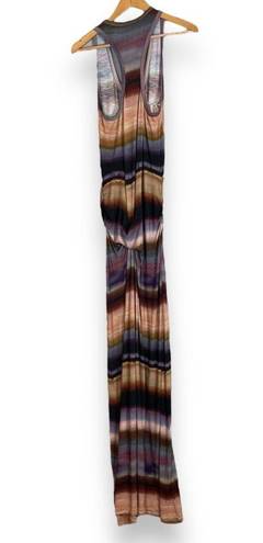 Young Fabulous and Broke  Maxi Dress Striped Tie-dye Racerback‎ Ruched Large Summer