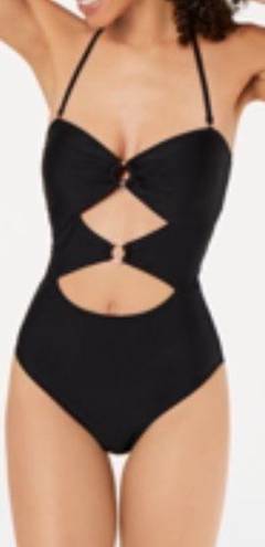 Hula Honey  Black Ribbed one piece swimsuit