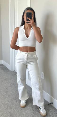 H&M White Cargo Wide Leg Pants