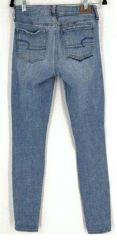 American Eagle  XTall Long Distressed Jegging Jeans Blue Denim Size 8 Light wash