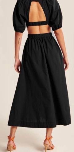 Abercrombie & Fitch Abercrombie Puff Sleeve Cutout Open Back Maxi Dress