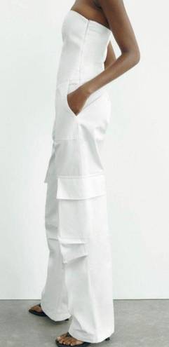 ZARA White Cargo Jumpsuit