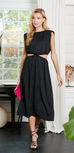 TCEC | Side Cut Midi Dress | S | Black | CD02559