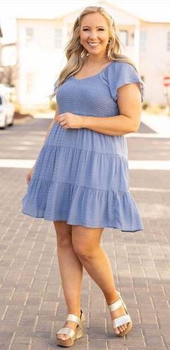 Chic Soul Blue Smocked Dress