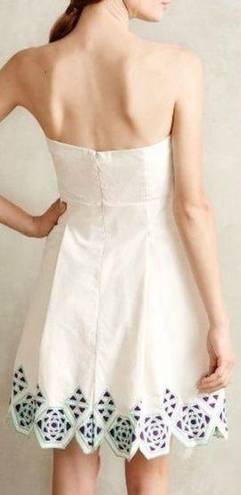 Tracy Reese ANTHROPOLOGIE Presanella Dress Strapless Ivory Cotton  size 4 NWT