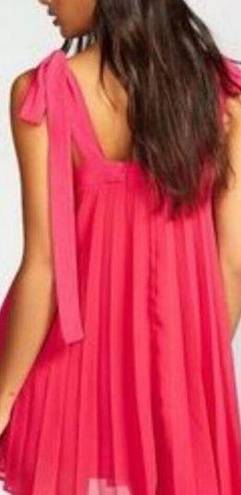 Free People  X Backstage Andrey Dress Pink Pleated Mini Tie Double Layer Size XS