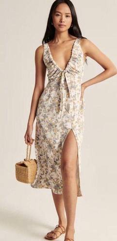 Abercrombie & Fitch Cinched Neck Slip Midi Dress