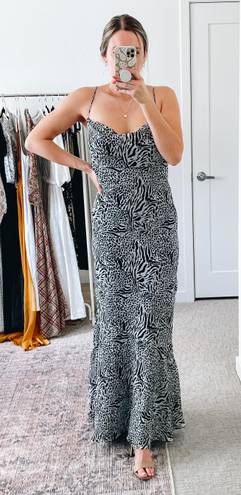 L'Academie  Revolve B&W Animal Printed Slip Maxi Dress 