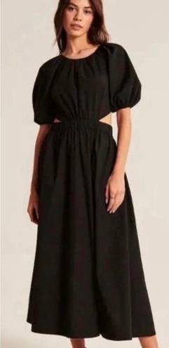 Abercrombie & Fitch Abercrombie Puff Sleeve Cutout Open Back Maxi Dress