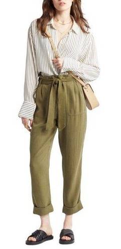 Treasure & Bond New  Pants Womens Size 0 Paper Bag Waist Cuffed Olive Green