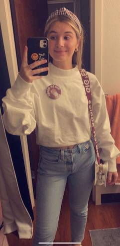 Talentless White Cropped  Crewneck