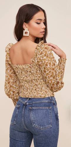 ASTR The Label square neck ruched yellow floral top womens size S