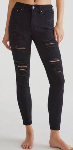 Aeropostale High-Rise Black Distressed Skinny Jeans Size 6