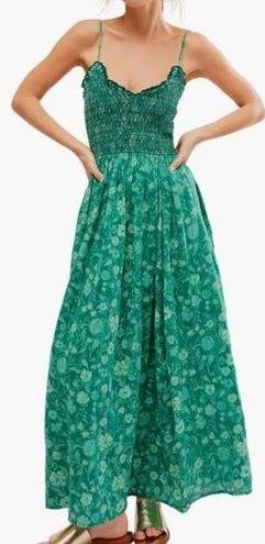 Free People  Sweet Nothings Green Floral Print Maxi Dress