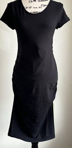 Isabel Maternity by Ingrid & Isabel Short Sleeve Shirred T-Shirt Dress Black Small