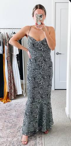 L'Academie  Revolve B&W Animal Printed Slip Maxi Dress 