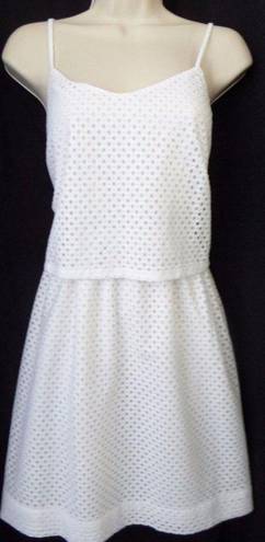 The Loft "" WHITE EYELET OVERLAY TOP CAREER CASUAL DRESS SIZE: 8 NWT $80