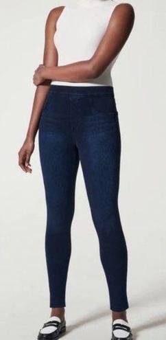 Spanx Jeans By Sara Blakely DARK Blue Jean-ish Ankle Leggings  Size Small