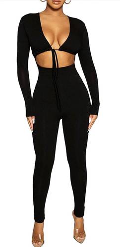 One Piece Long Sleeve Drawstring High Waist Bodycon Jumpsuits  Outfits