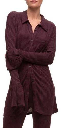 n:philanthropy N Philanthropy red burgundy ribbed button front Sia shirt size medium