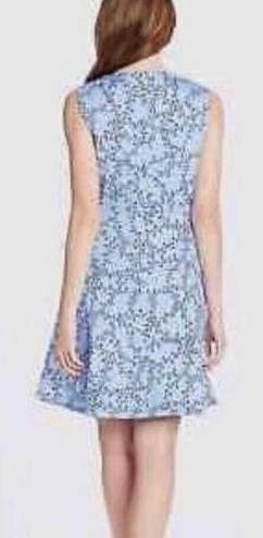 Draper James  Love Circle Dress Womens 6 Blue Black Clover Vines Floral Back Zip