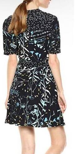 Parker  Talisa Black Combo Floral Surplice Fit & Flare Mini Dress Size 0