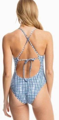 Southern Tide NWOT  Gingham Lace Up One Piece Swimsut