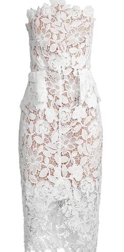 Elliatt Optics Floral Lace Peplum Dress — white & nude