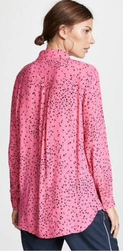 Ganni EUC  Barra Button Down Shirt Hot Pink Pattern