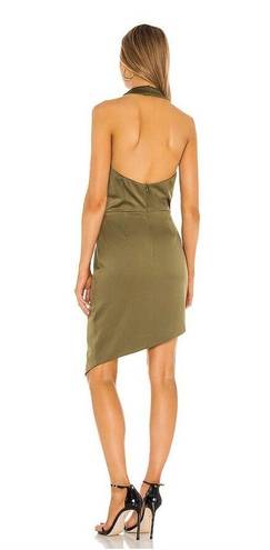 Elliatt NWT  Camo Olive Green Satin Halter Asymmetric Cocktail Mini Dress XS