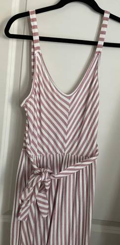 Caution to the Wind Pink And White Striped Dress With Ruffle