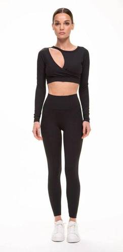 n:philanthropy  Black Roxbury Womens Cut-Out Asymmteric Crop Top