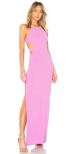 Halston Heritage  Pink Cut Out High Neck Tie Back Maxi Dress Gown Size 8