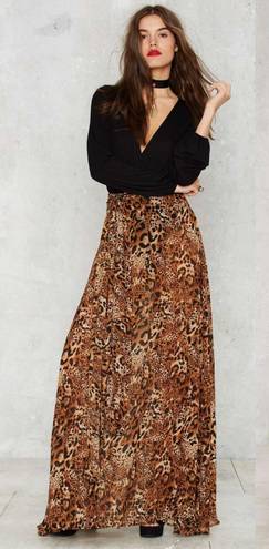 LIONESS NWT Princess Polly/ Nasty gal leopard animal print chiffon High Waisted maxi skirt