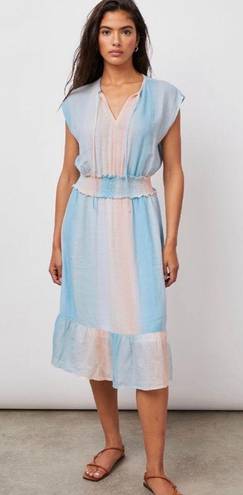 Rails Ashlyn Pastel Watercolor Smocked Waist Linen Blend Dress