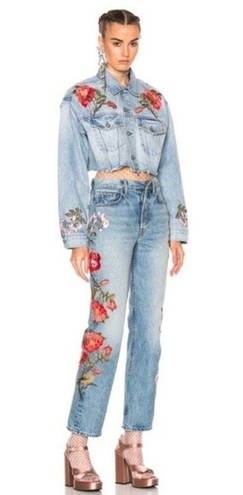 GRLFRND  Denim Helena High-Rise Straight Jeans in Hall & Oats Size 26 Embroidered