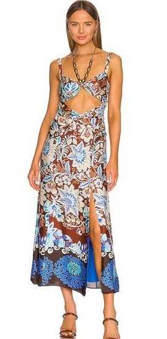 Alexis NEW  Nisa Mix Floral Satin Dress Brun Blossom