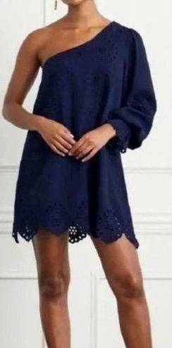 Hill House  Navy The  Mila Dress Eyelet One shoulder Dress Large