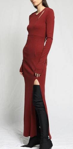 The Range  NYC x Intermix mass ribbed carved maxi dress NWT berry